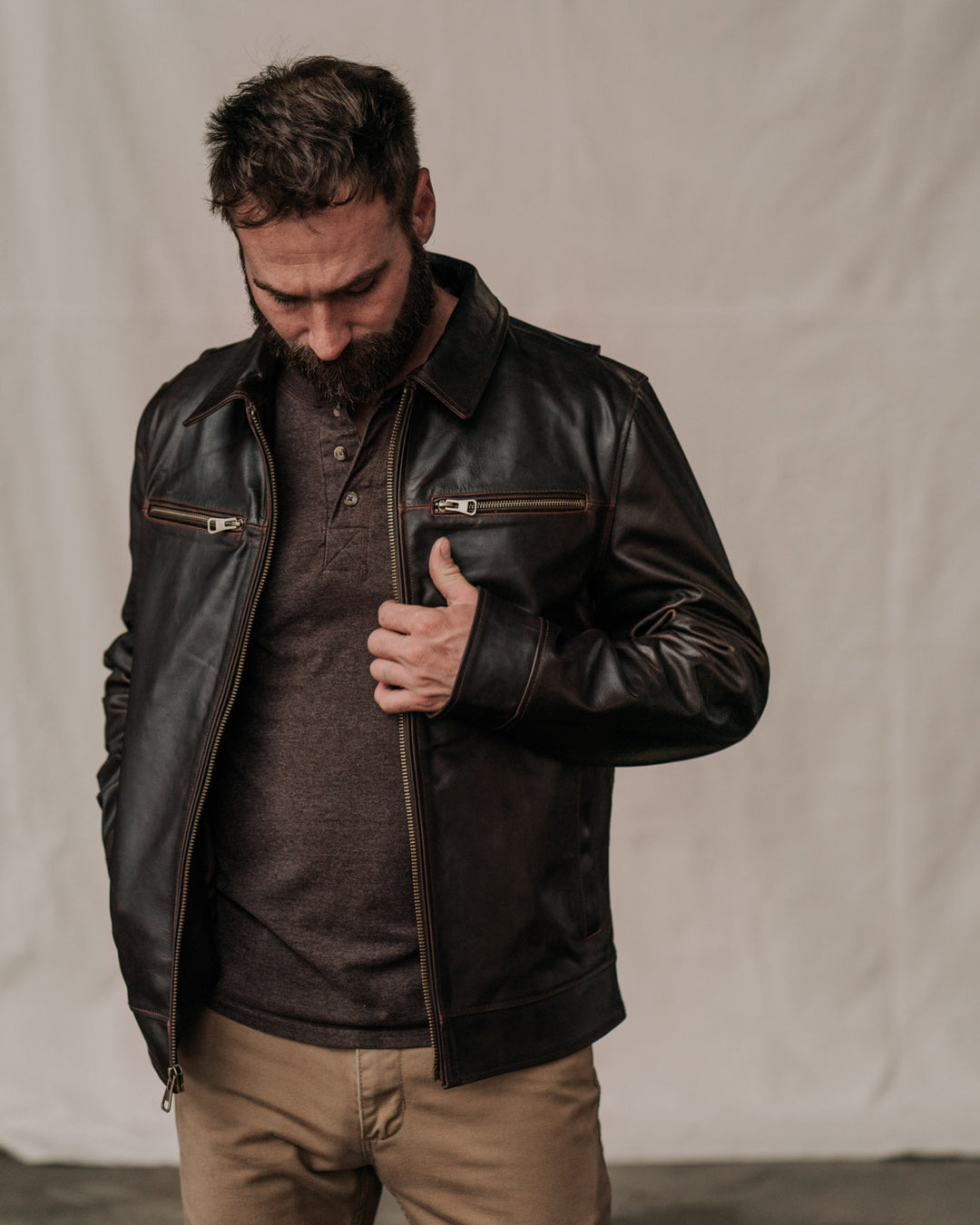 Mens Vintage leather Aviator jacket